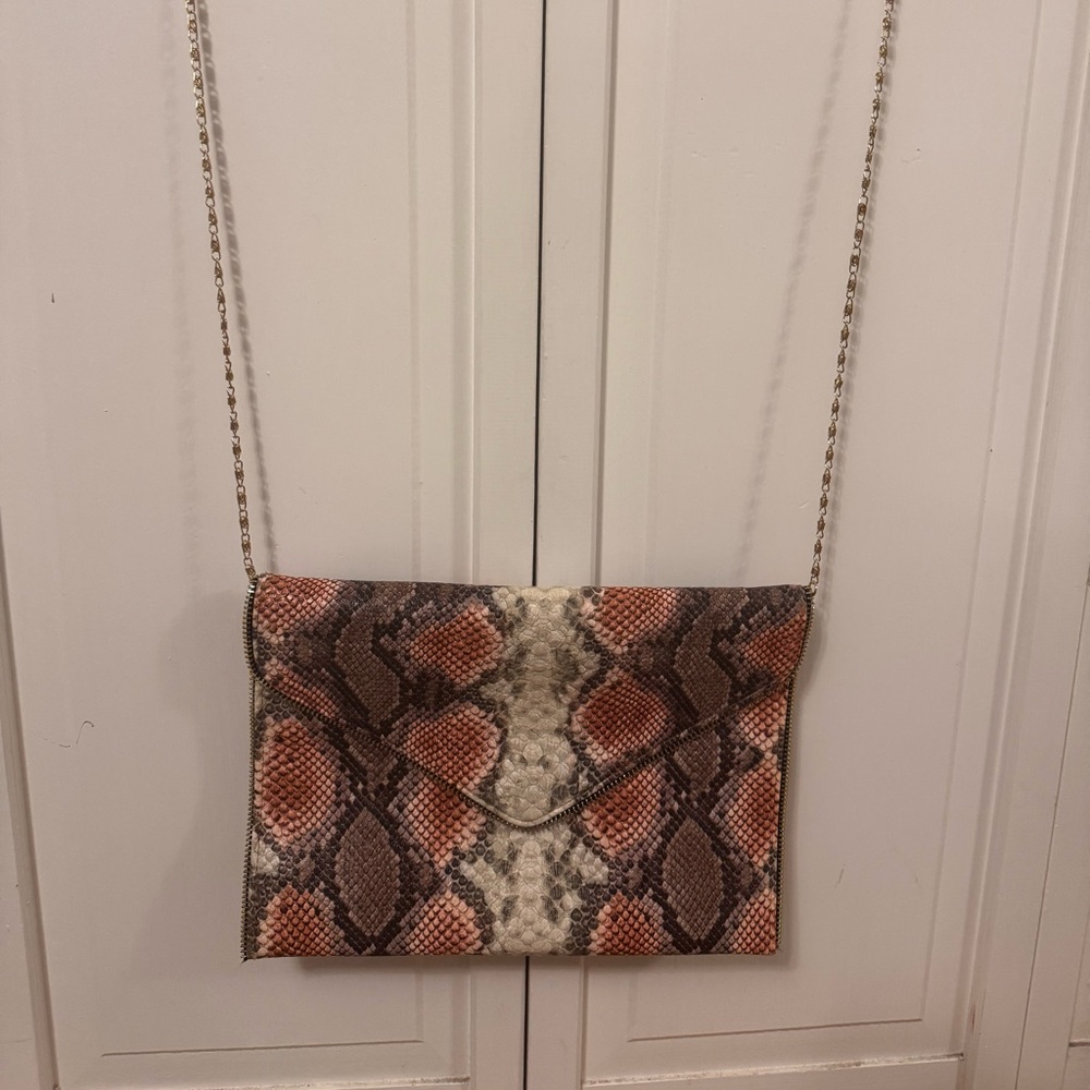 Stylish Snake Print Chain Bag